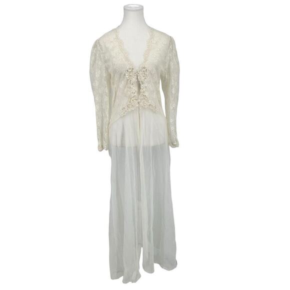Vintage 80’s Victoria’s Secret Gold Label Lingerie Robe Lace Floral Bridal Small - Picture 1 of 9